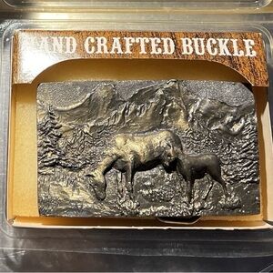 Handcrafted Black Buckle with Horse Design